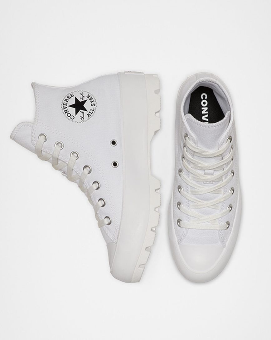 Tenisi Inalti Dama Converse Chuck Taylor All Star Lugged Albi Negrii Albi | RO IFEJQ257